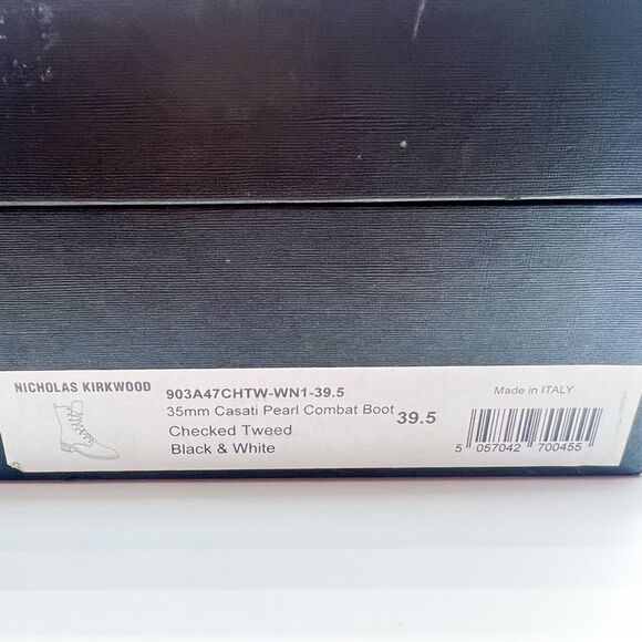 NWT Nicholas Kirkwood Casati Plaid Tweed Pearl Combat Boots 39.5 - Picture 11 of 11
